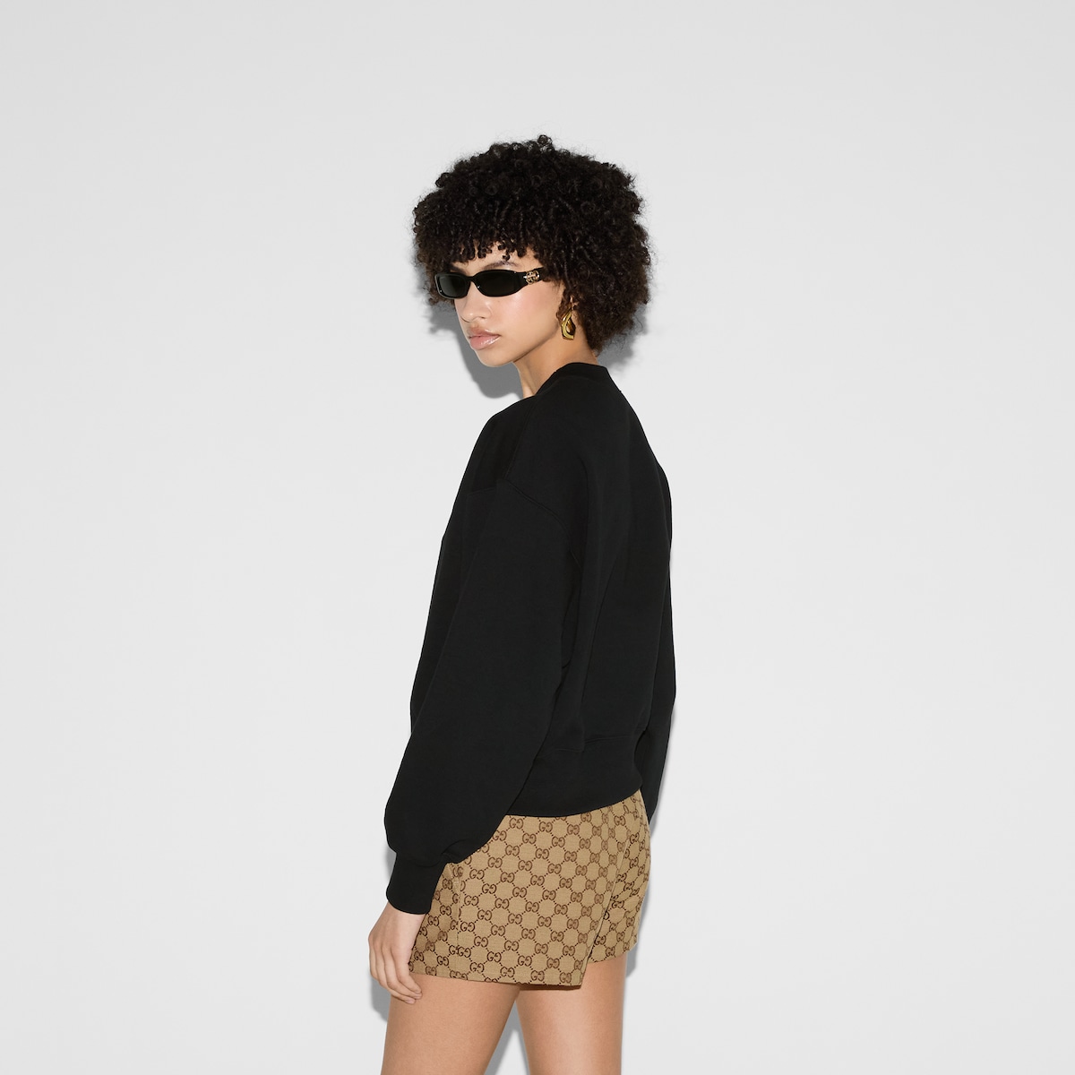 Gucci print cotton jersey sweatshirt in black | GUCCI® US