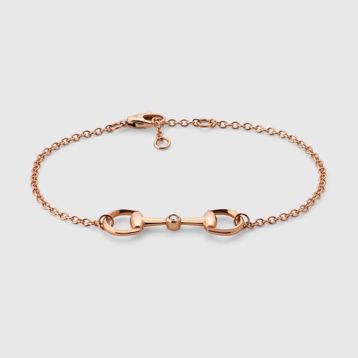 GUCCI Horsebit 18K Rose Gold Diamond Chain Bracelet