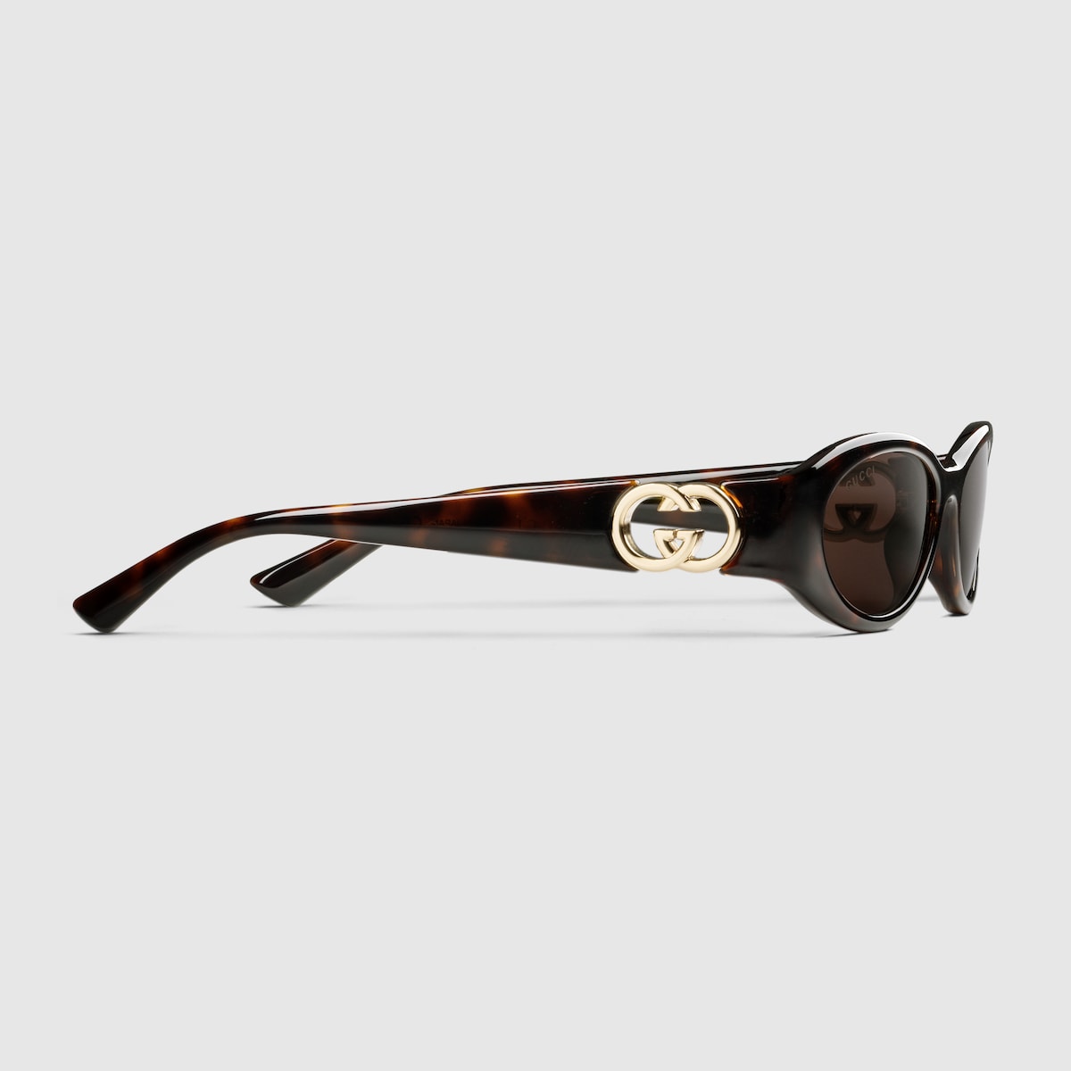 Gucci original eye-wear, cellulose acetate semi-circular face, tortoise sheel popular look, Parisan style, made in Italy.