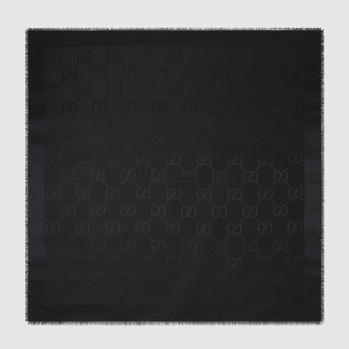GG jacquard silk wool shawl in black | GUCCI® US