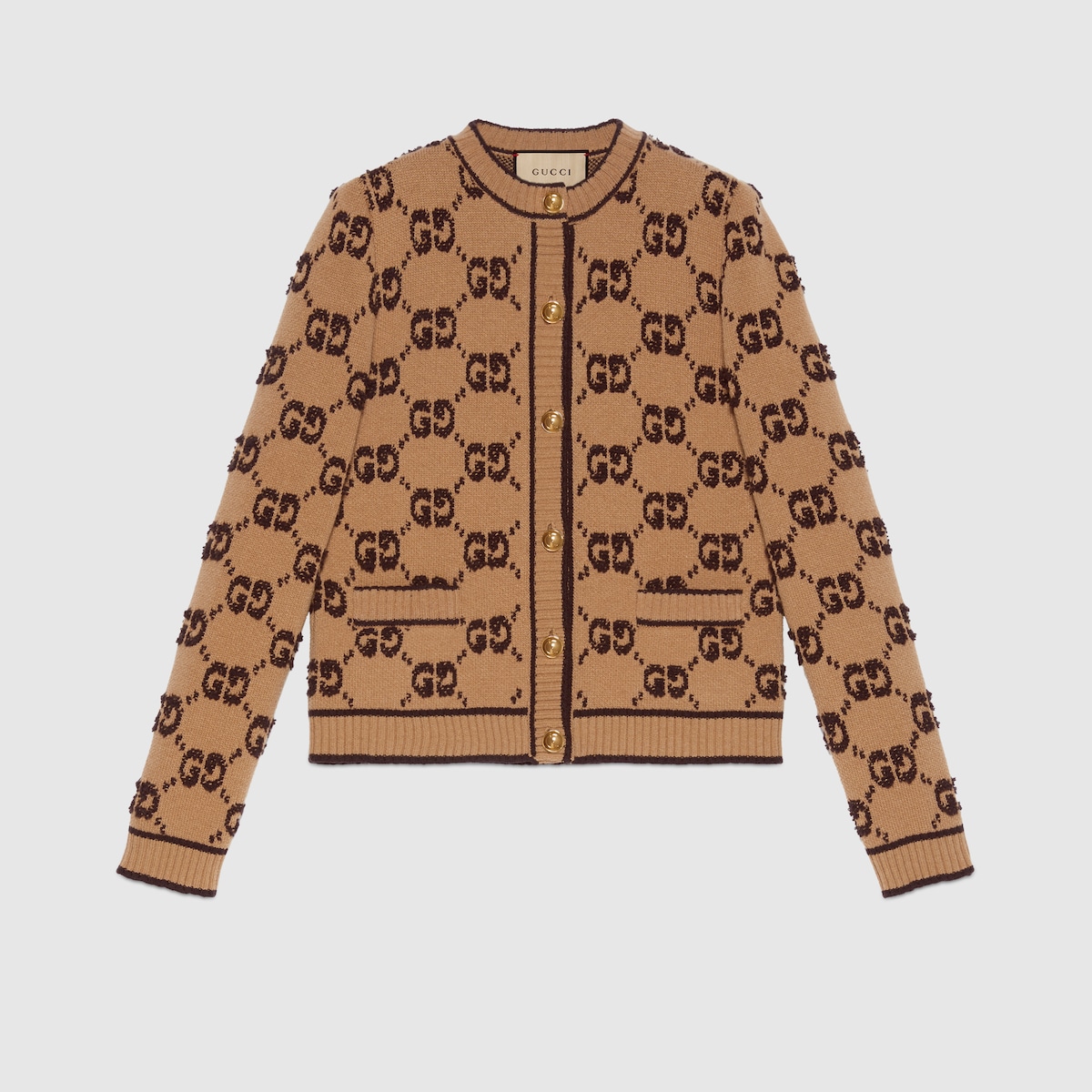 美品 GUCCI グッチ 21AW GGロゴ 金ボタン ケーブルカーディガン