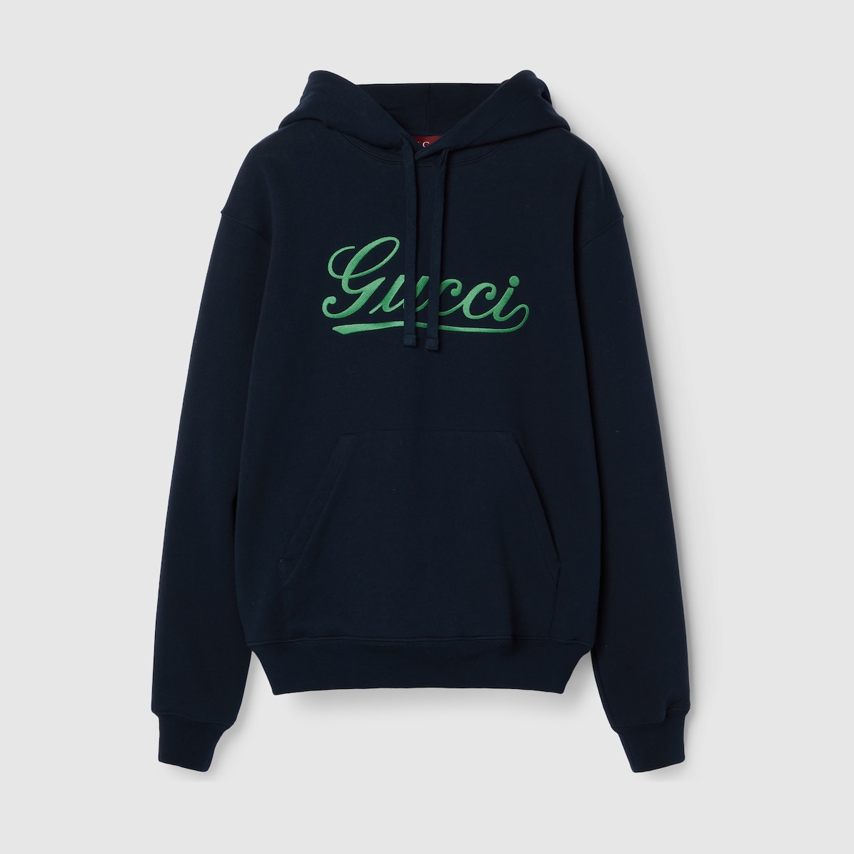 Embroidered cotton jersey hooded sweatshirt in navy | GUCCI® US