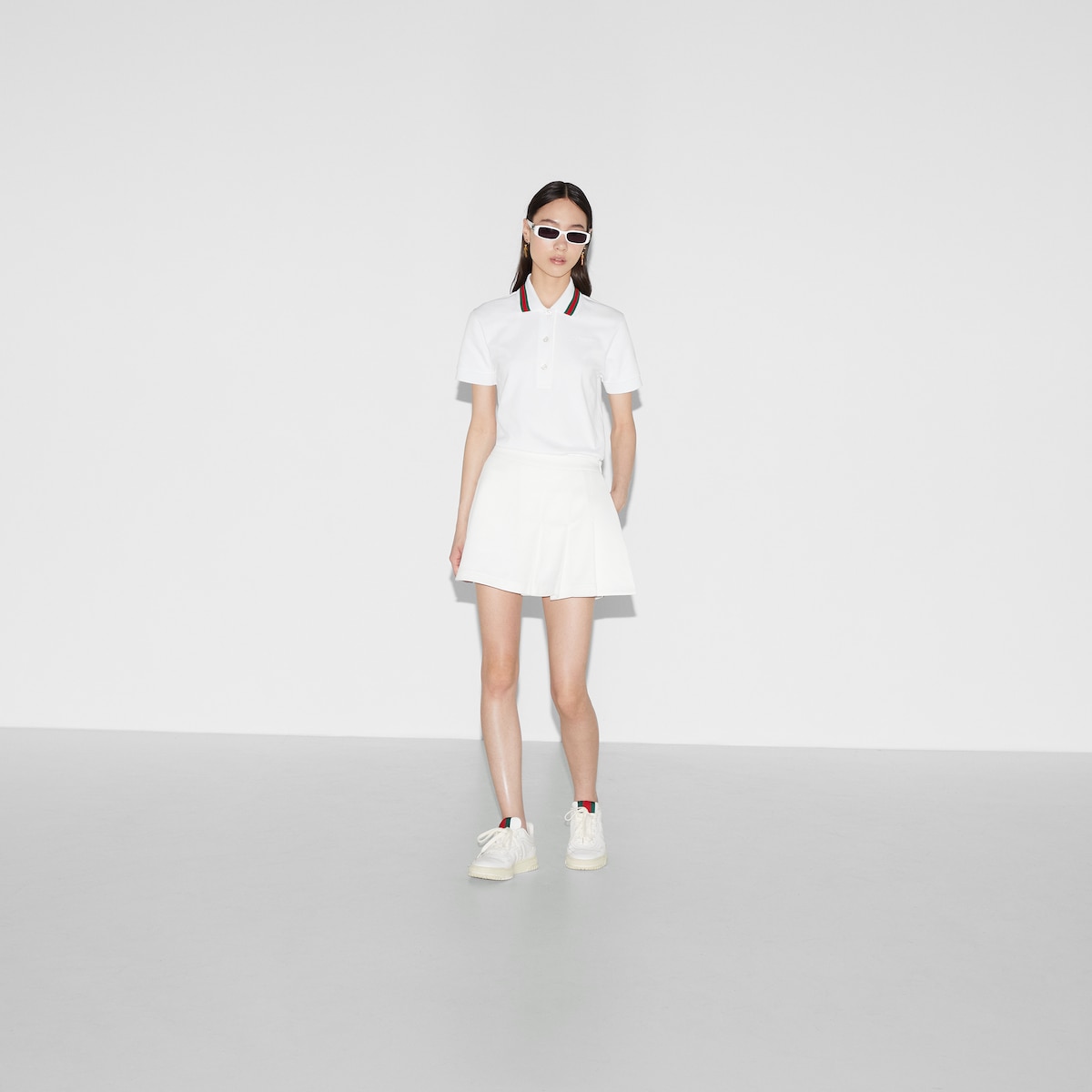 スカート GUCCI COTTON JERSEY SKIRT WITH WEB DETAIL Cotton jersey skirt with Web in white | GUCCI® PL