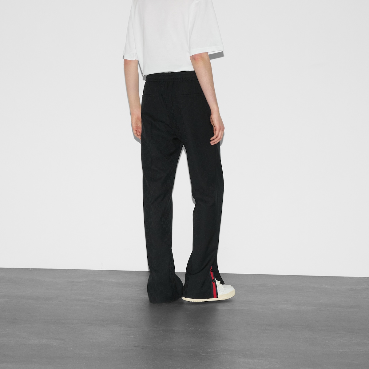 GG fabric jacquard pant with Web in blue | GUCCI® US