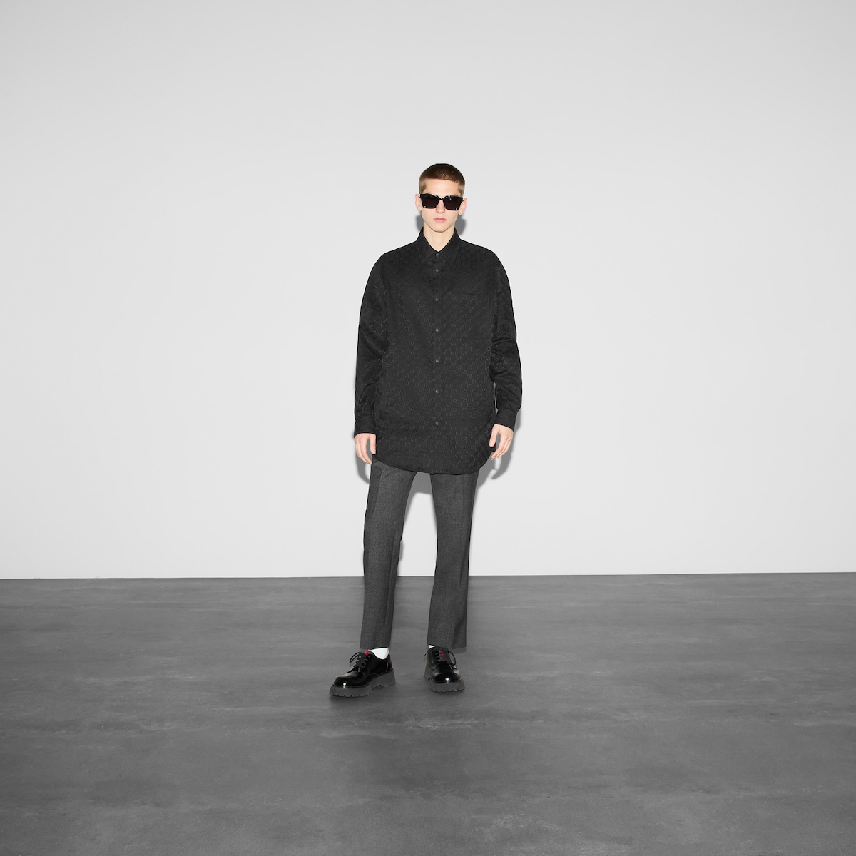 GG canvas shirt in black | GUCCI® SI