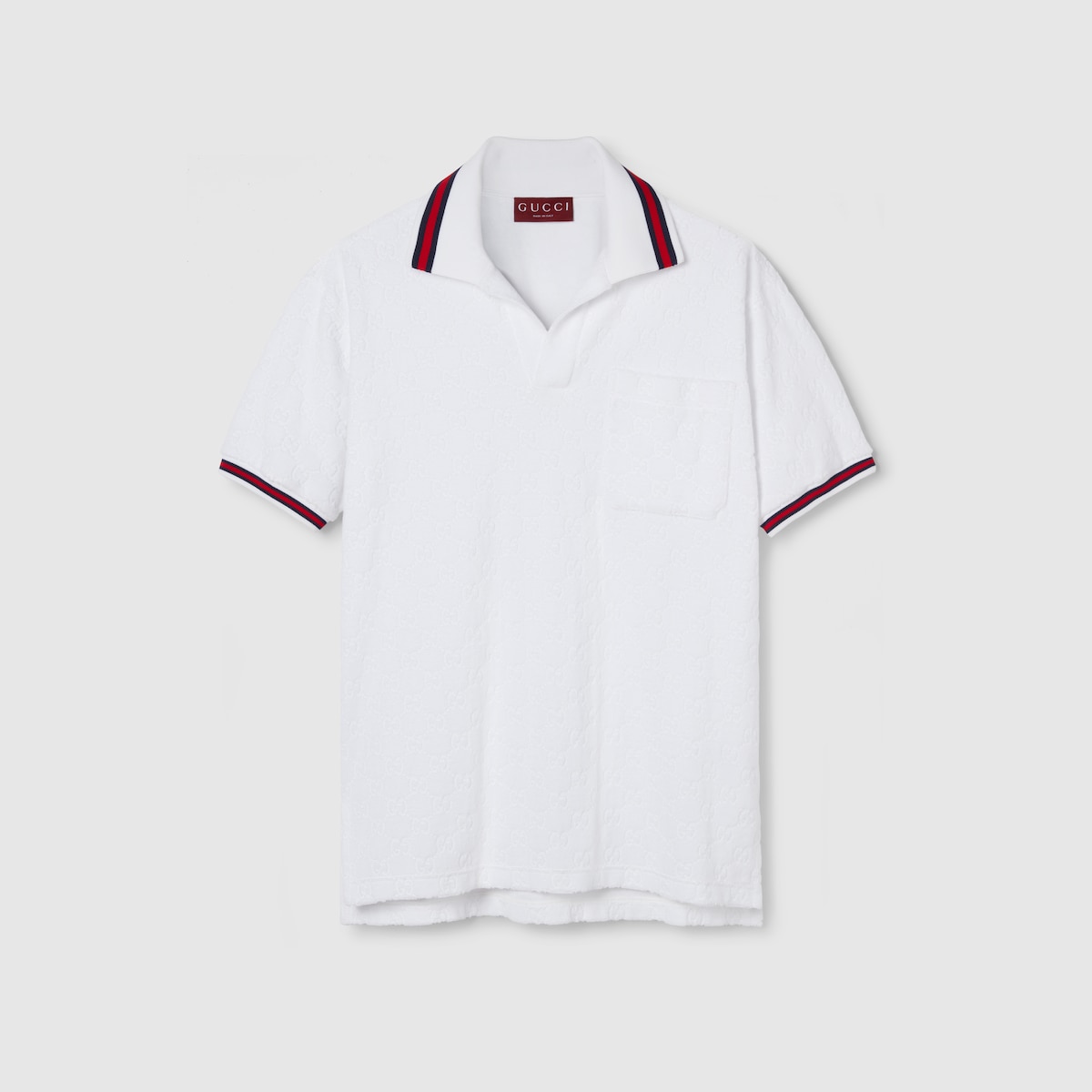 GG terry cloth polo shirt with Web in white | GUCCI® SI