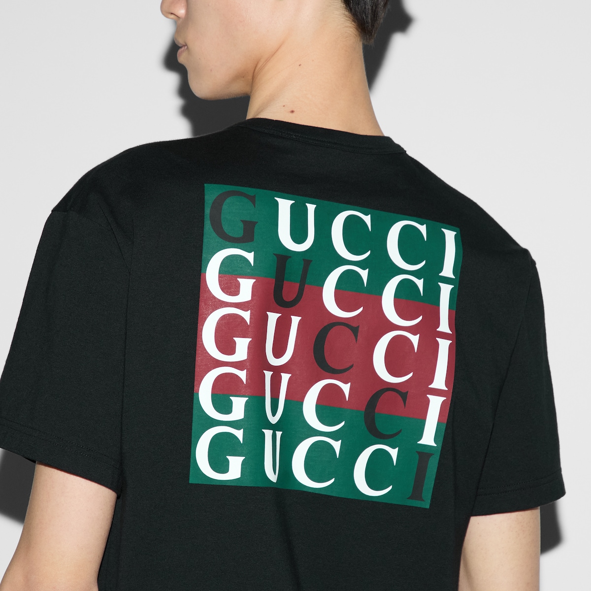 T shirt in jersey di cotone in nero GUCCI Italia