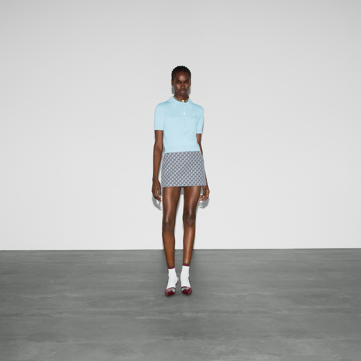 Wool cashmere polo top