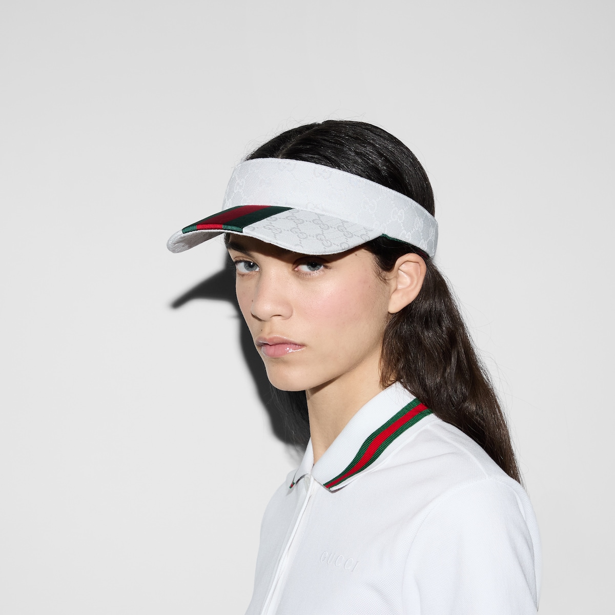 GG canvas visor with Web in white