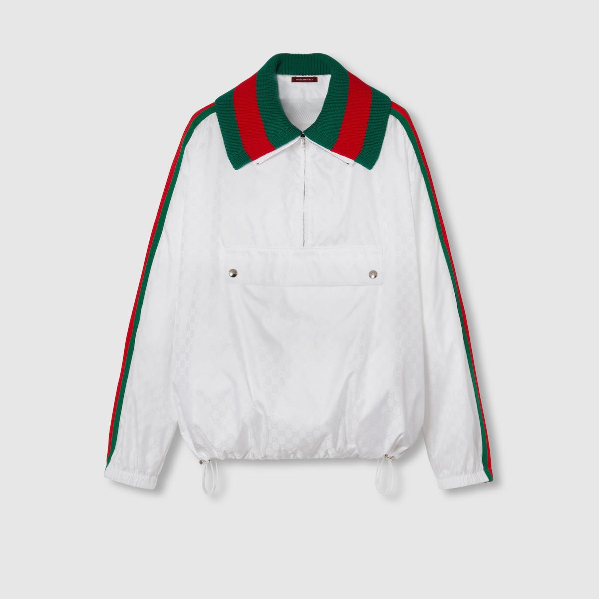 【GUCCI】ウェブストライプ バケット コットン ホワイト ネイビー レッド Gucci Web Stripe Jacket | White | FARFETCH