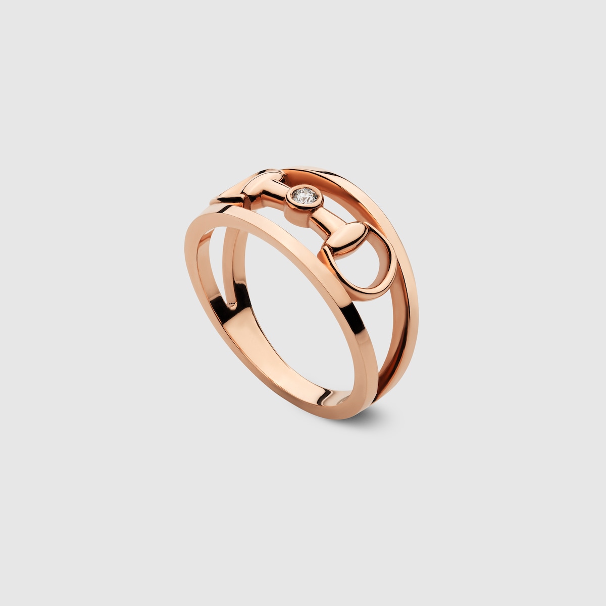 Large bague en diamant 18 carats avec detail Mors en Or rose 18 carats GUCCI FR