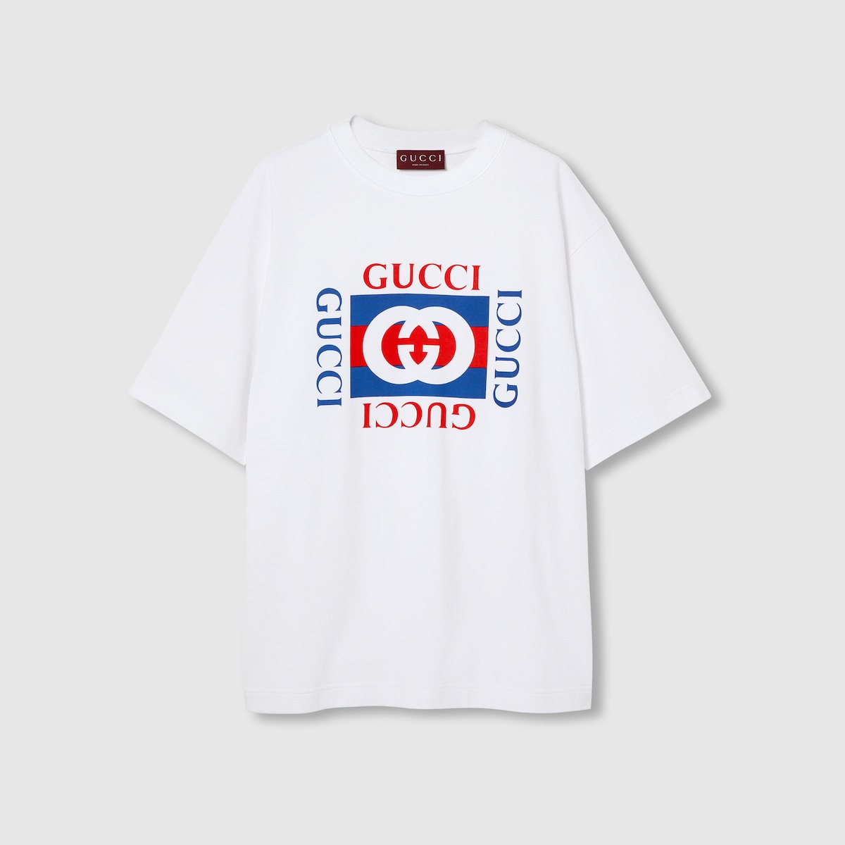 Cotton jersey T shirt with Gucci print in white GUCCI UK