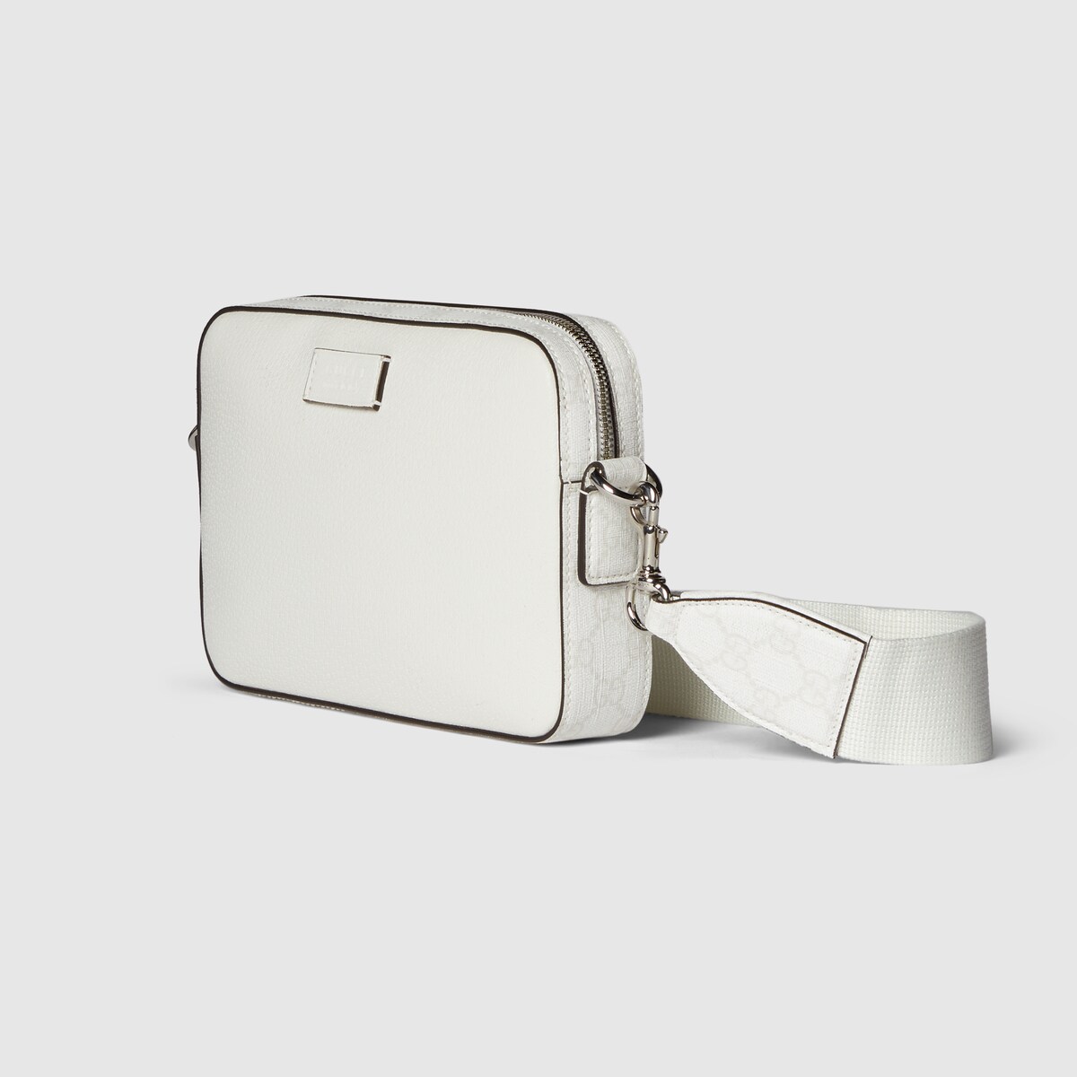 Small GG crossbody bag with tag in white leather GUCCI AE