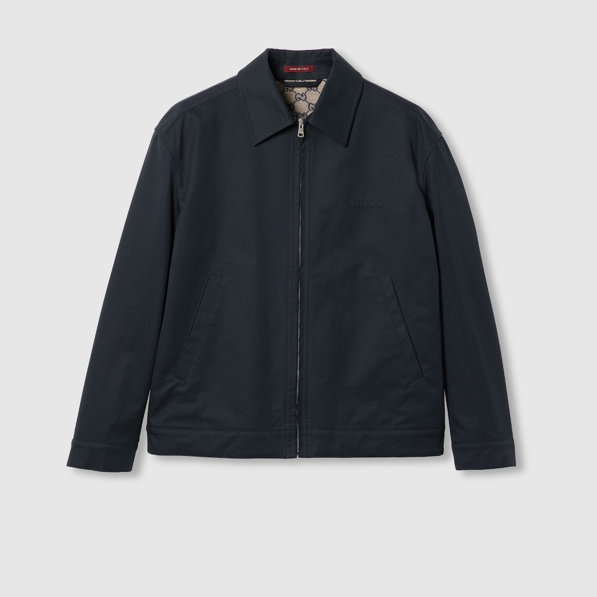 【関税＆送料込み】Gucci Cotton Jacket Cotton twill jacket with Web in dark blue | GUCCI® UK