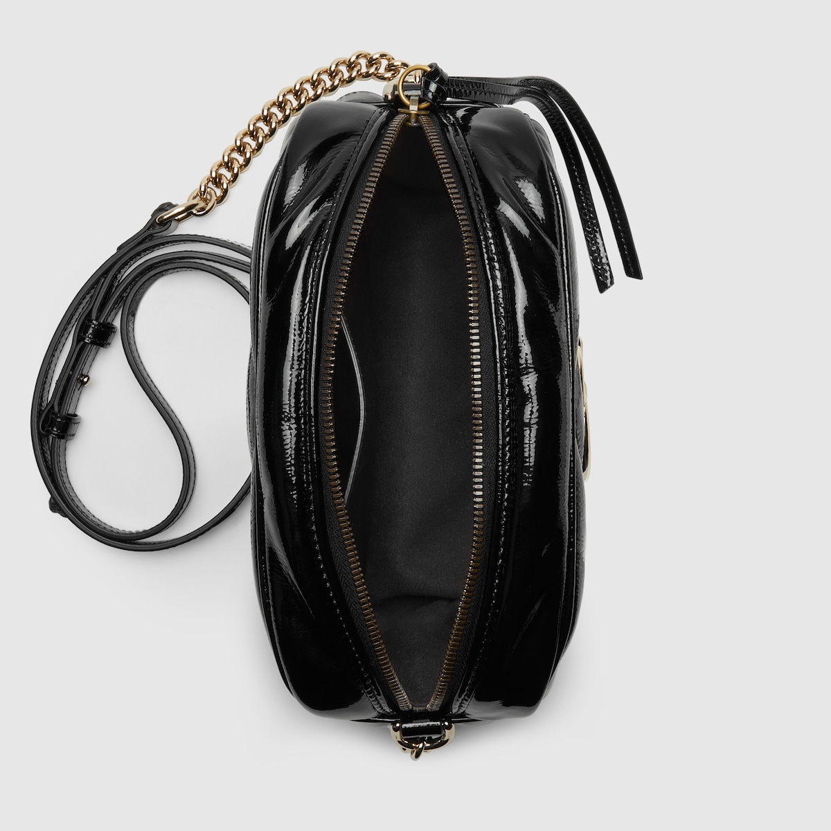 GG Marmont small shoulder bag in black patent leather GUCCI AE