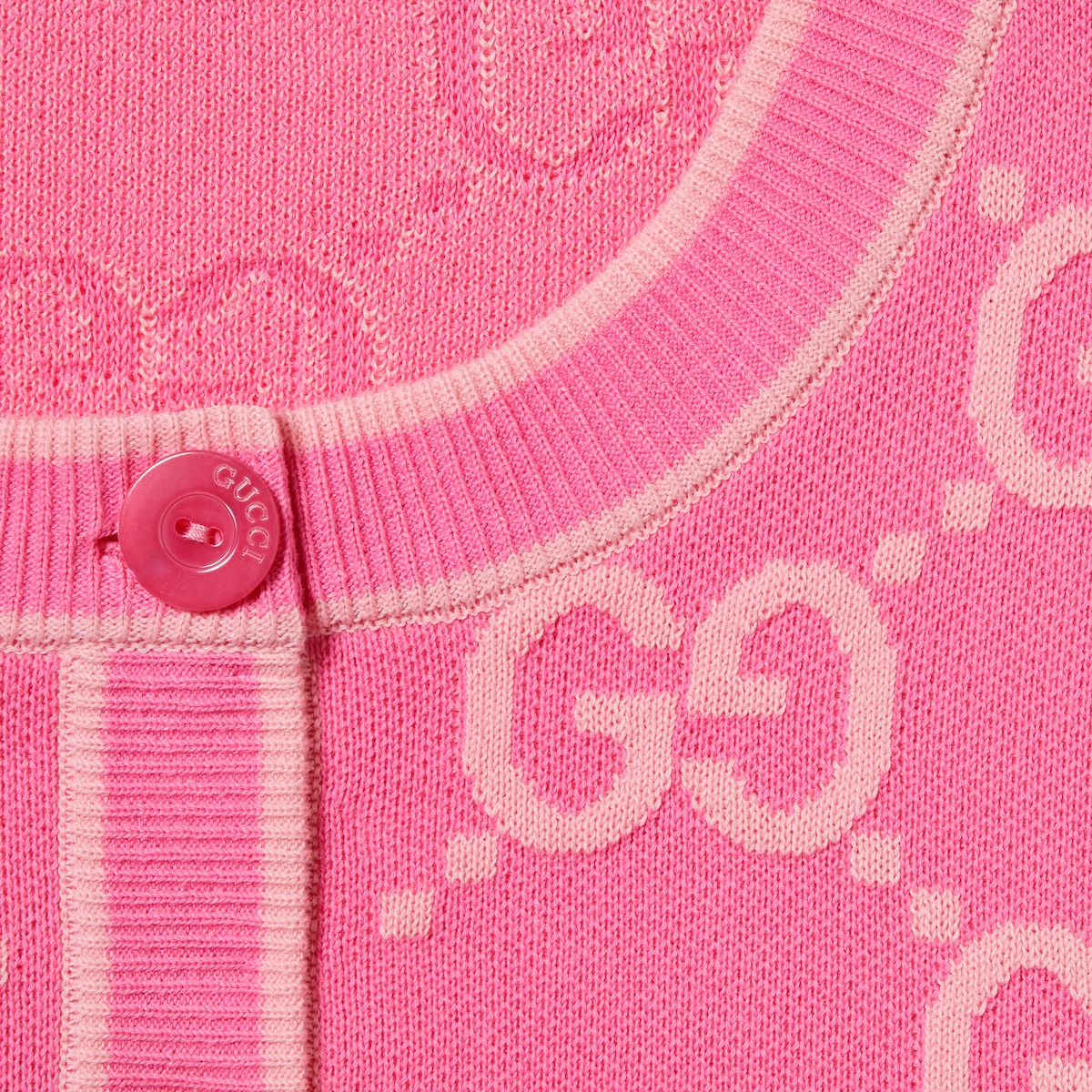 GG cotton jacquard cardigan in pink and light pink GUCCI AE