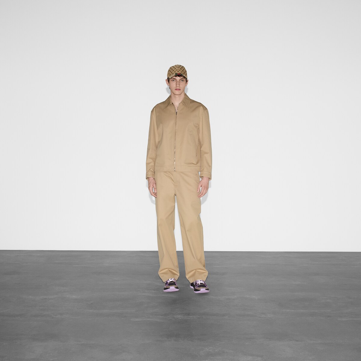 ウェブ ストライプ付き コットンツイル ジャケット ・サンド