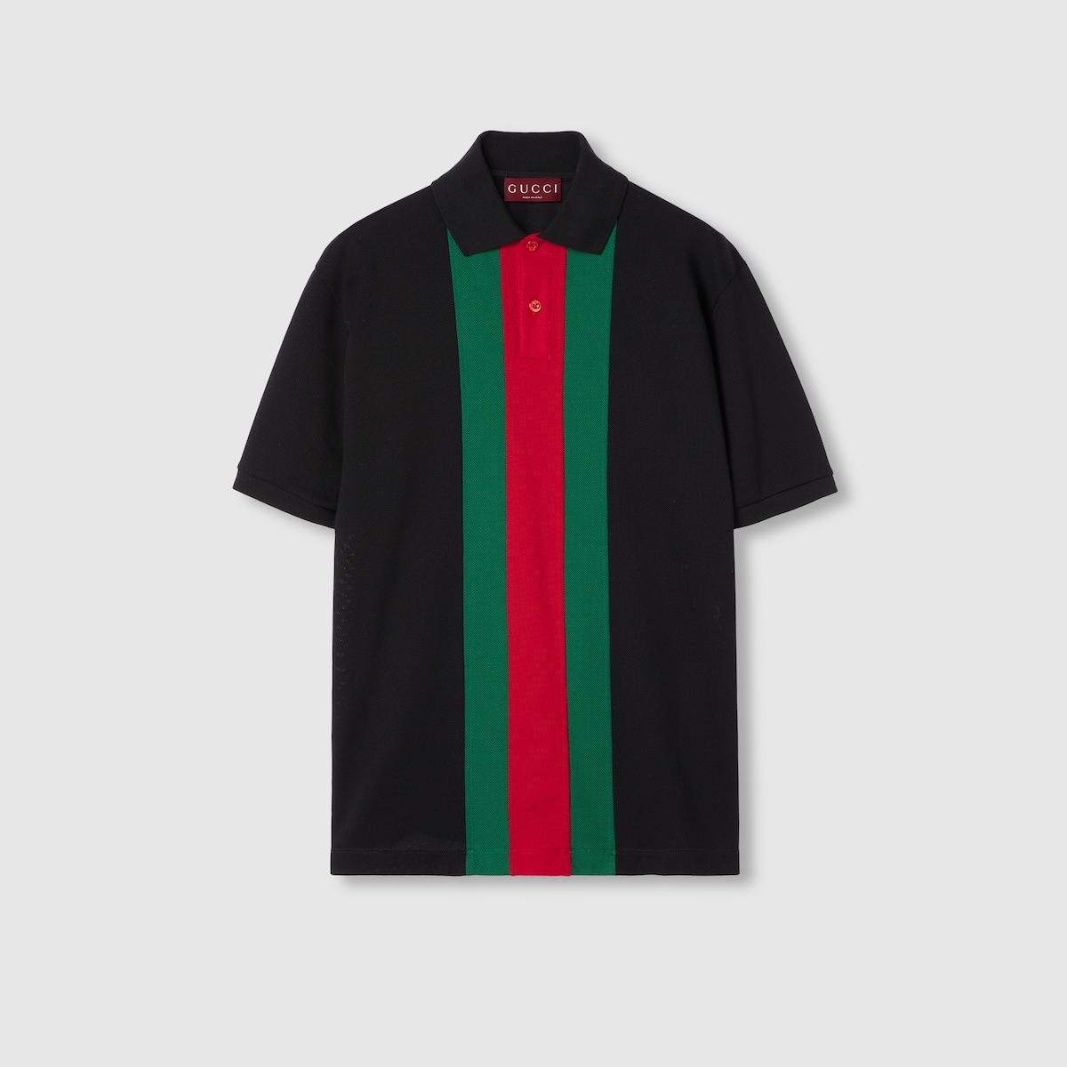 GUCCI Cotton Polo Shirt With Web Size M Black