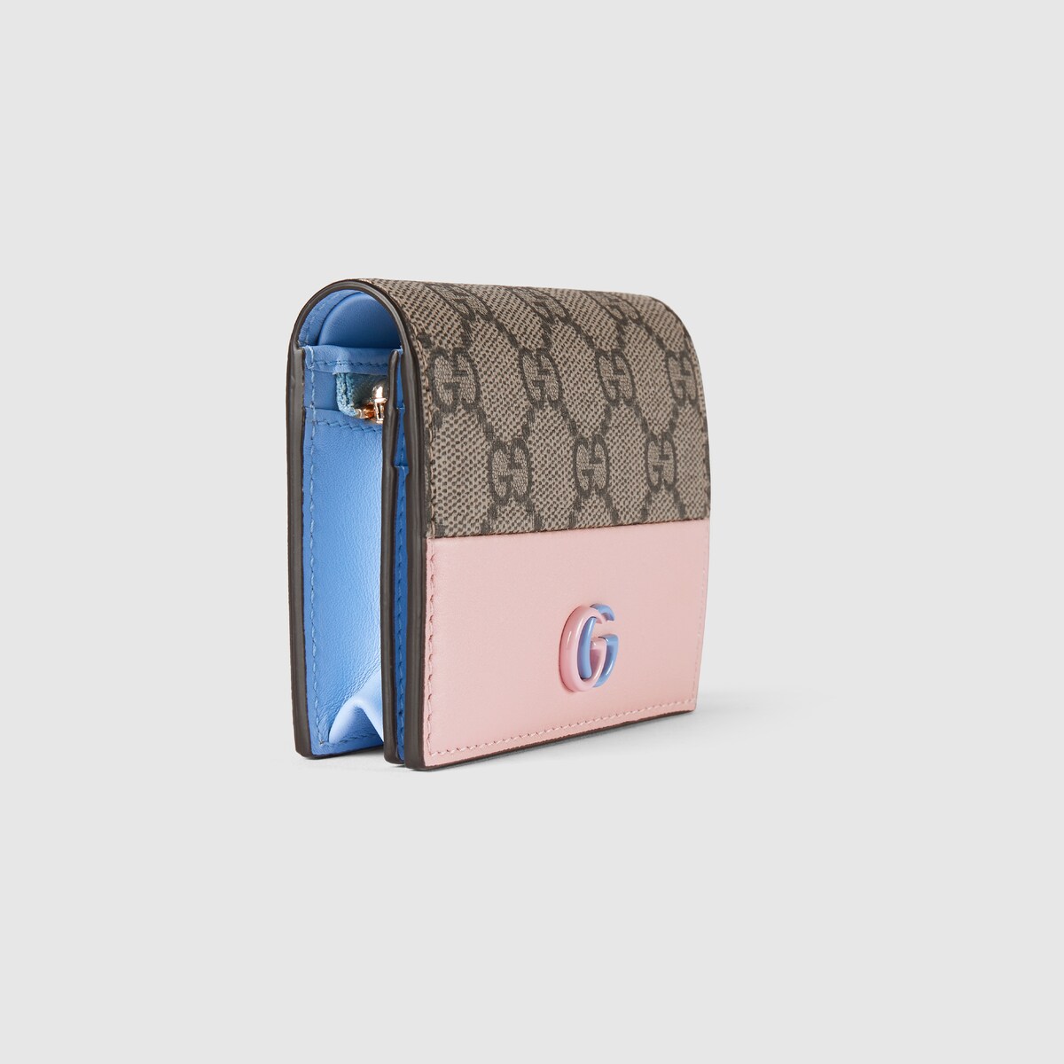 Porta carte GG Marmont in tessuto Supreme ebano pelle rosa GUCCI Italia