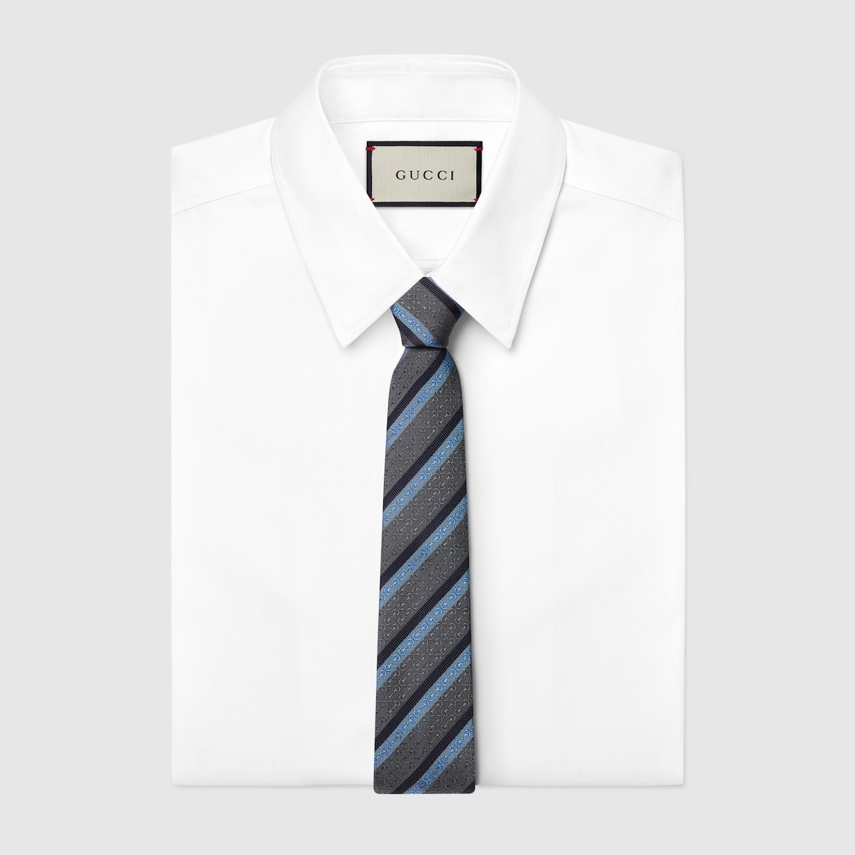 【お気にいる】 grey in tie jacquard silk striped Horsebit and blue sky ネクタイ