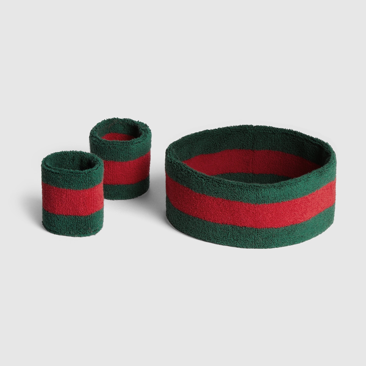 Cotton headband and wristbands set in green and red | GUCCI® US