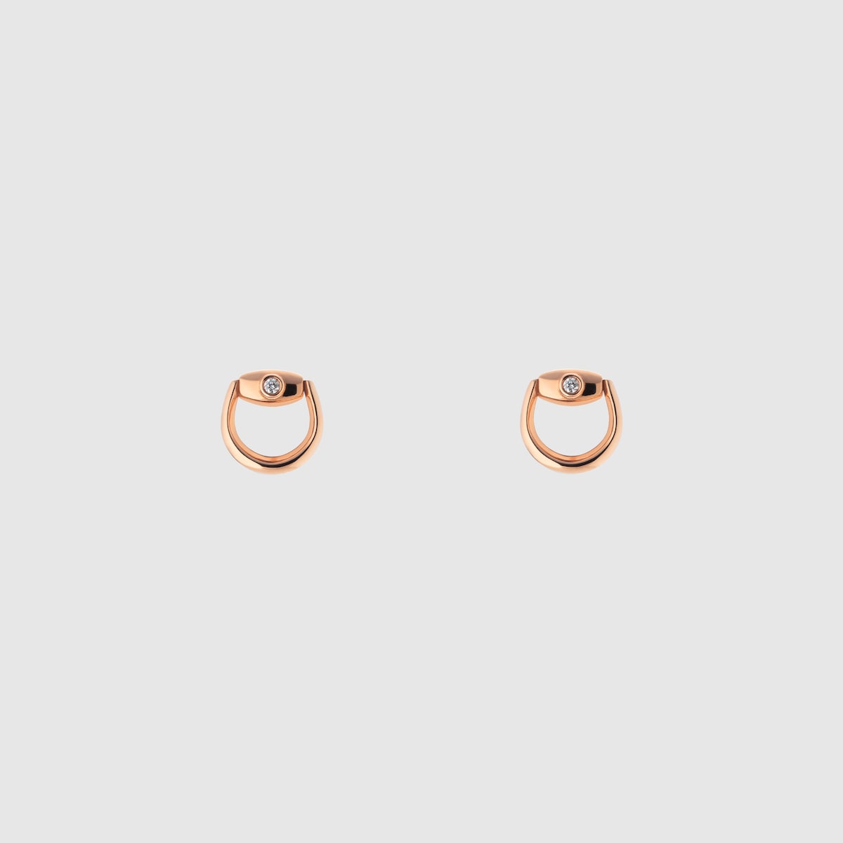 18k Horsebit diamond stud earrings in 18k rose gold | GUCCI® US