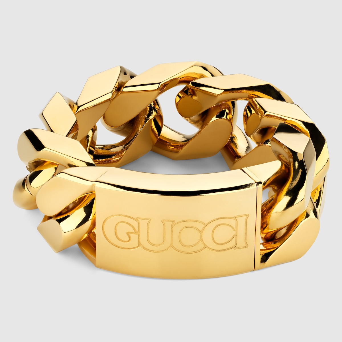 Anillo cadena etiqueta con inscripcion Gucci en metal de color oro amarillo GUCCI ES