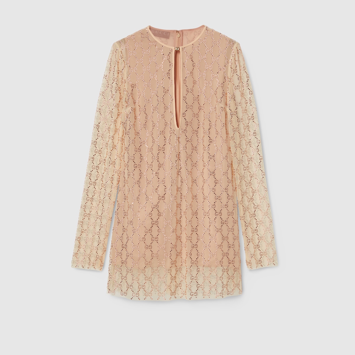 Crystal GG nylon tulle dress in pink | GUCCI® GR