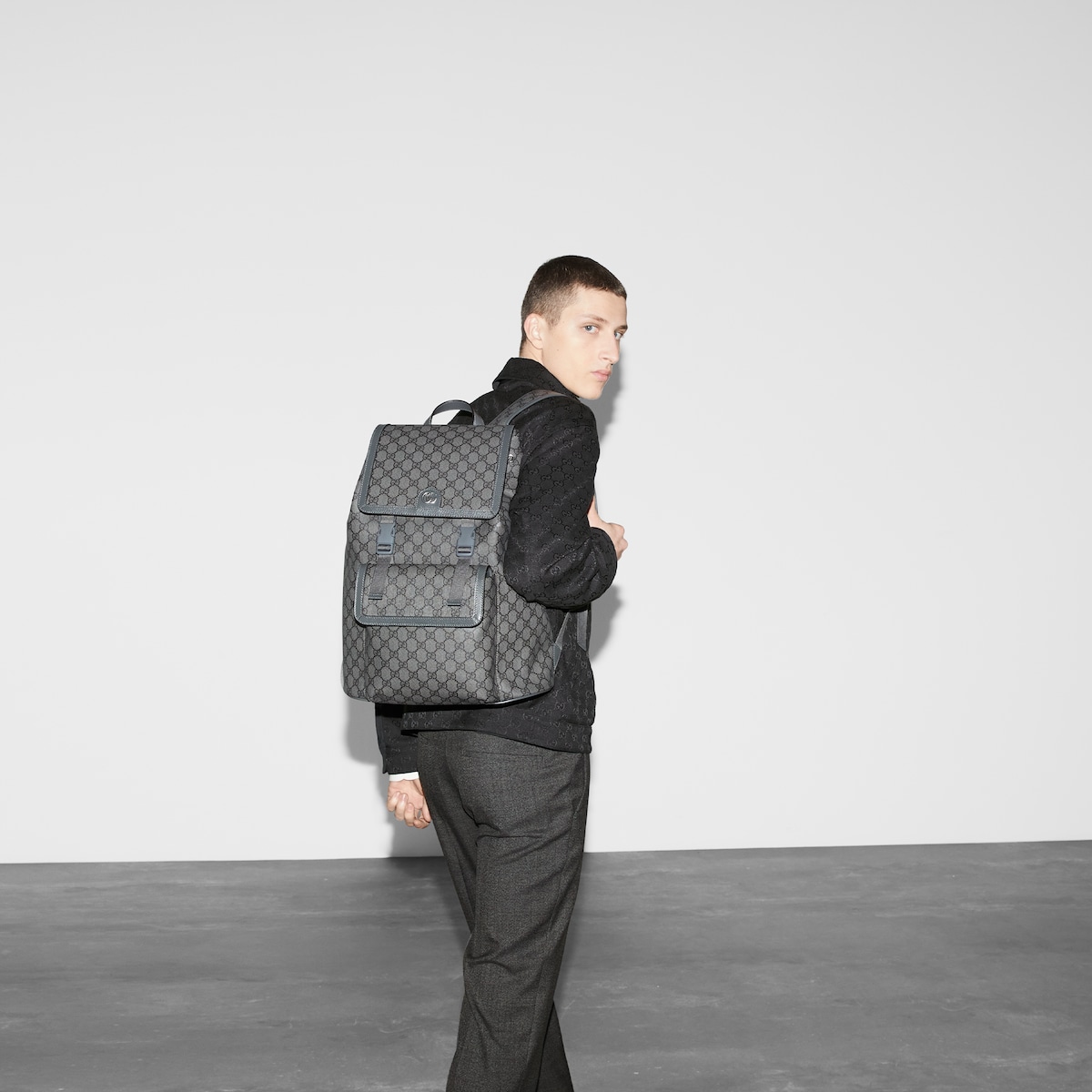 Ophidia large backpack in grey and black Supreme GUCCI US