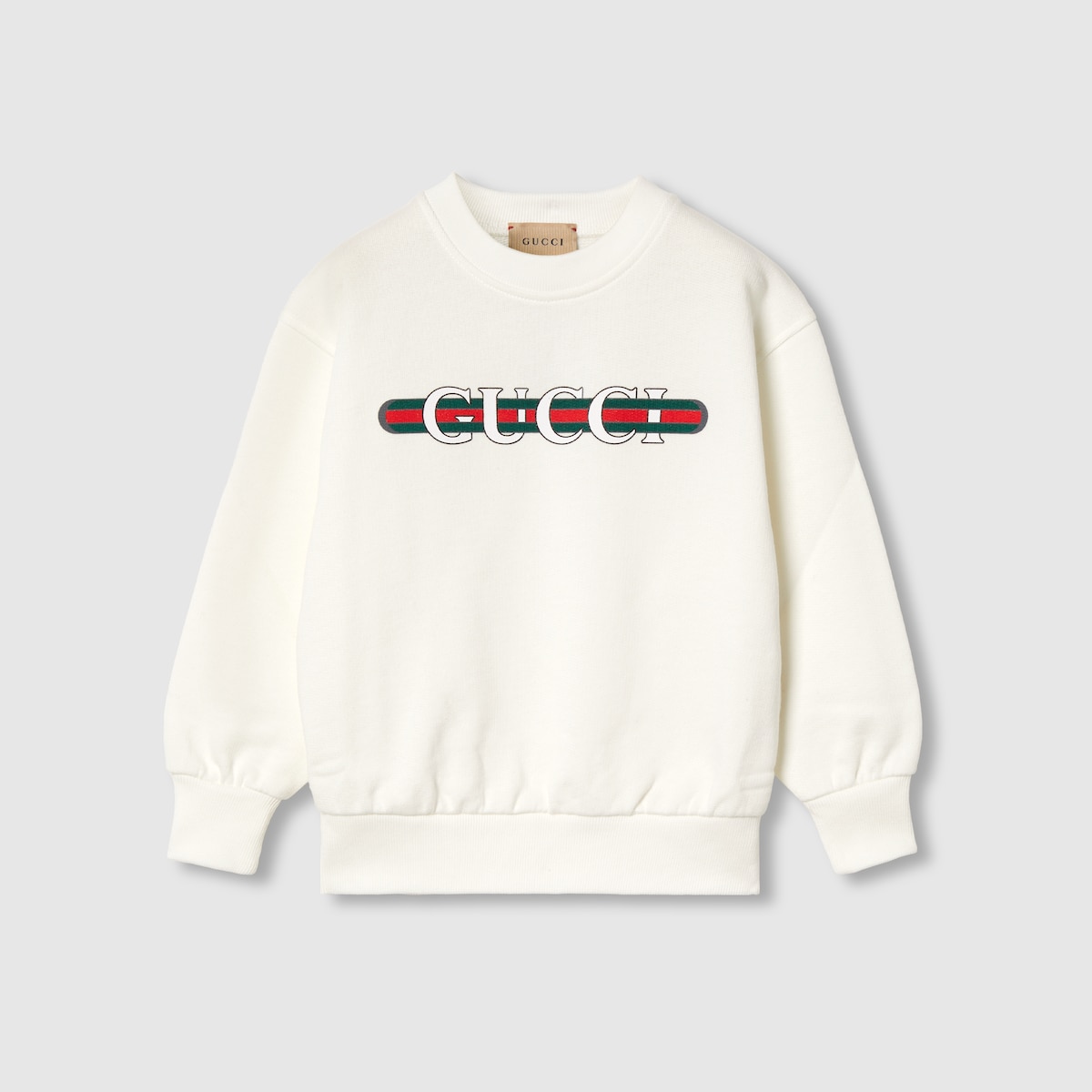 チルドレンズ〕ウェブ付き コットン スウェットシャツ ・ホワイト