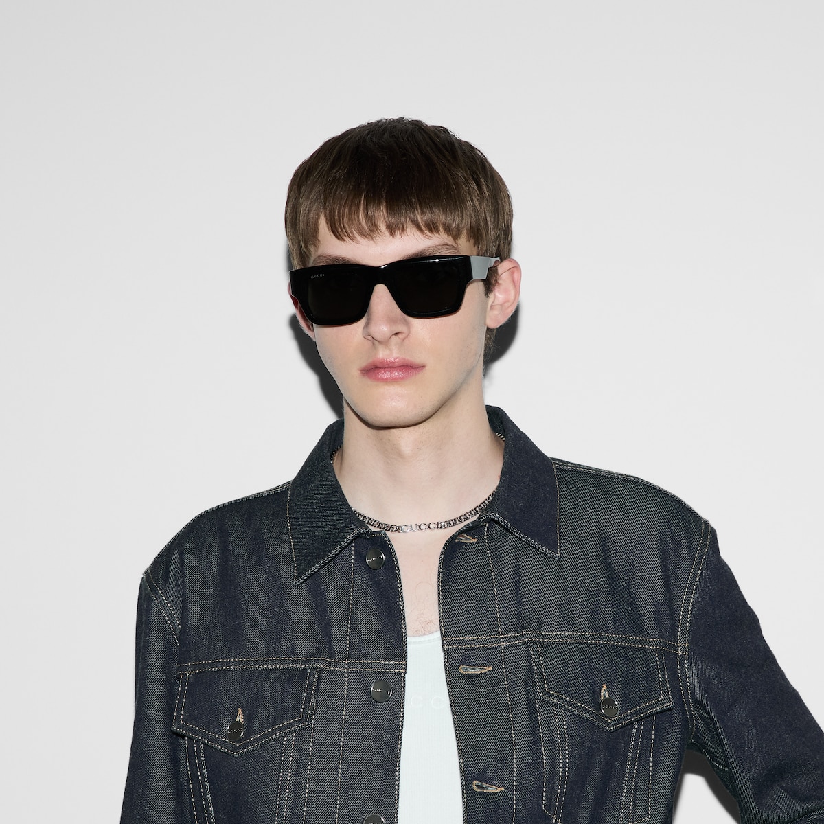 ● GUCCI ● サングラス Rectangular Black / Grey / 55mm Rectangular frame sunglasses in black and grey | GUCCI® US