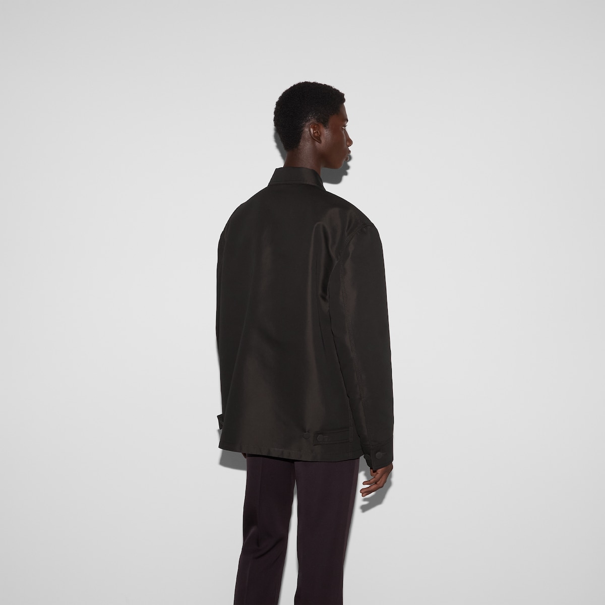 Technical cotton jacket in dark brown | GUCCI® US