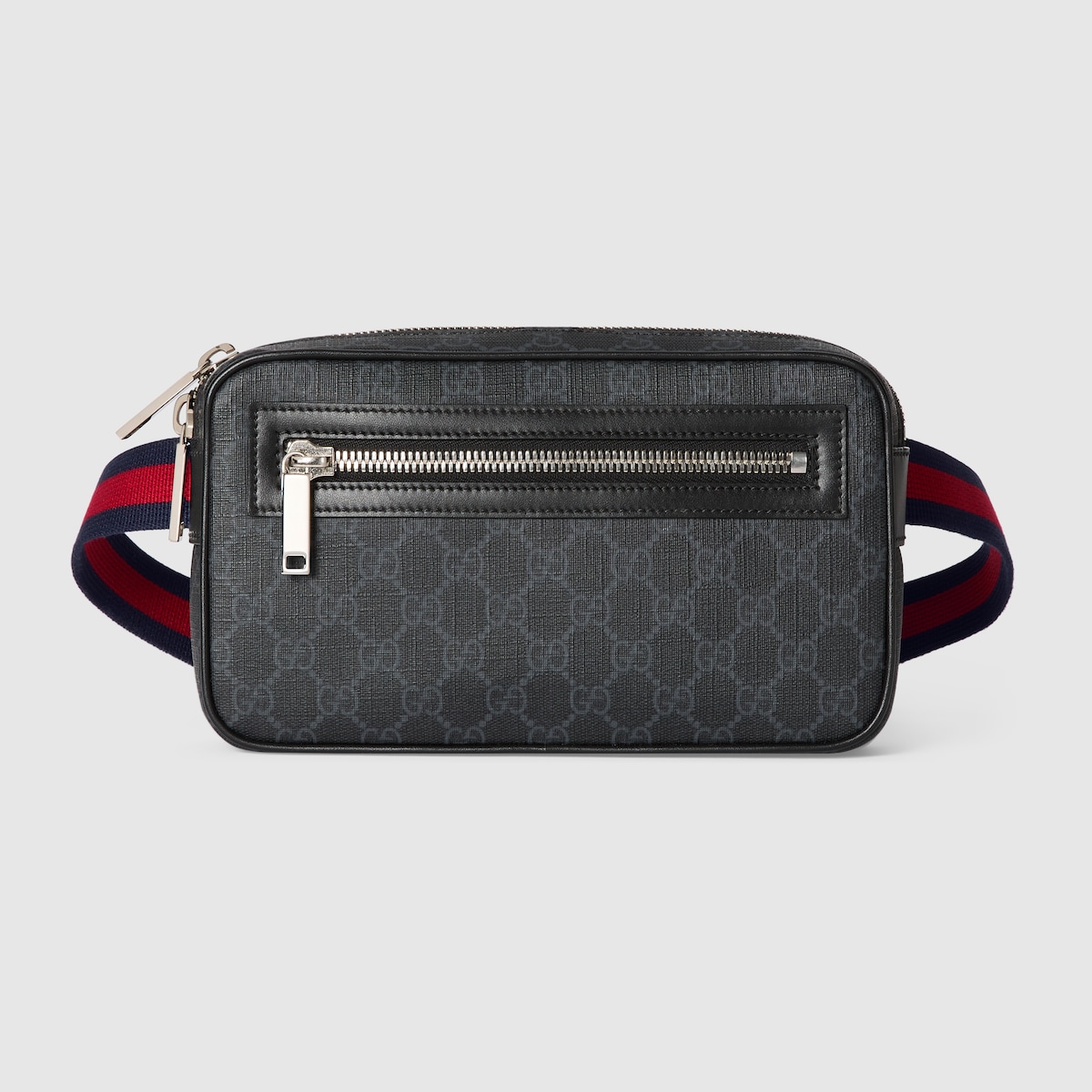 GUCCI GG Belt Bag With Zip Pocket Black Original GG Fabric