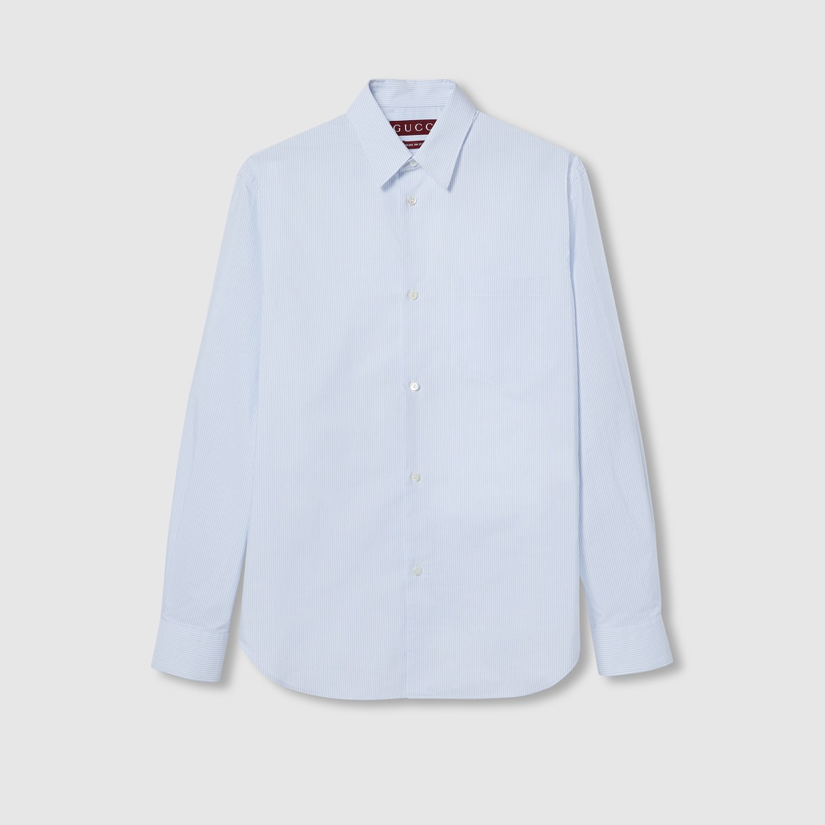 Striped cotton poplin shirt in white and light blue | GUCCI® US