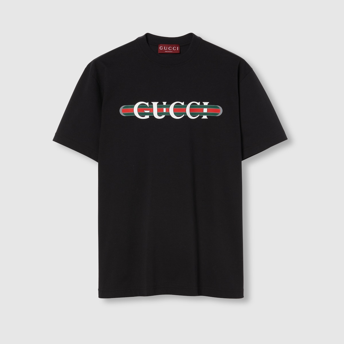 Printed cotton jersey T-shirt in black | GUCCI® SI