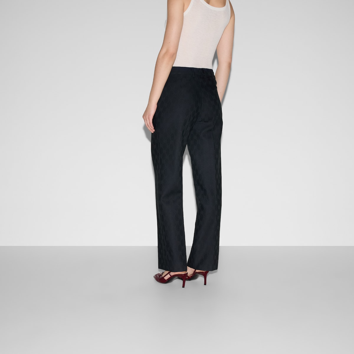 パンツ GUCCI WOOL TROUSERS WITH SPLIT HEM GG wool pant in dark blue | GUCCI® US