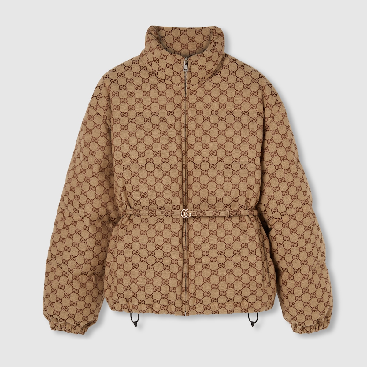 GG canvas bomber jacket in camel and ebony - thumbnail 9