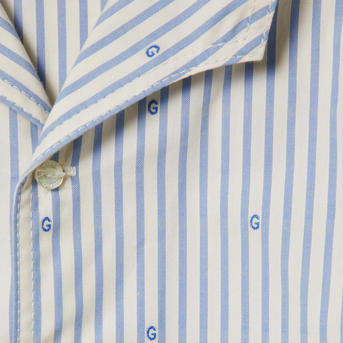 Baby G striped cotton jacket in light blue and white | GUCCI® US