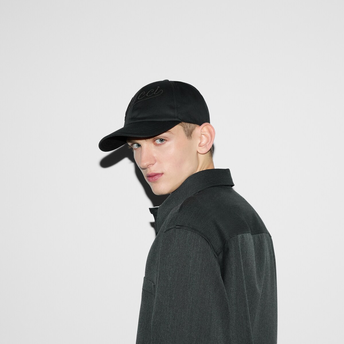Cotton baseball hat with embroidery in black | GUCCI® US