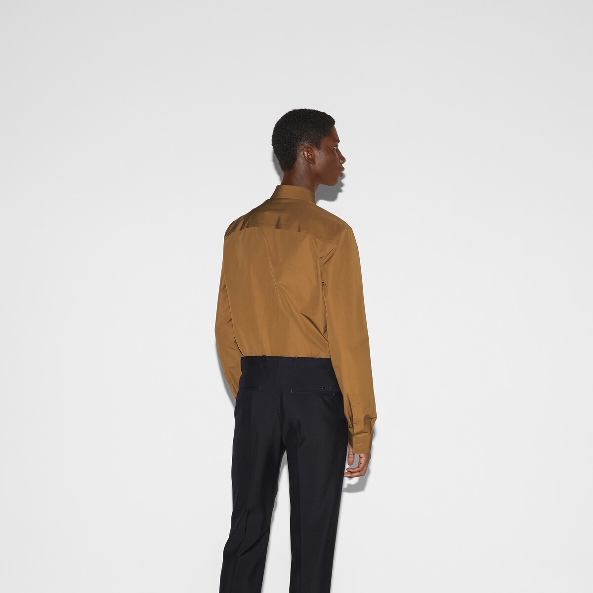 Heavy cotton poplin shirt in light brown | GUCCI® US