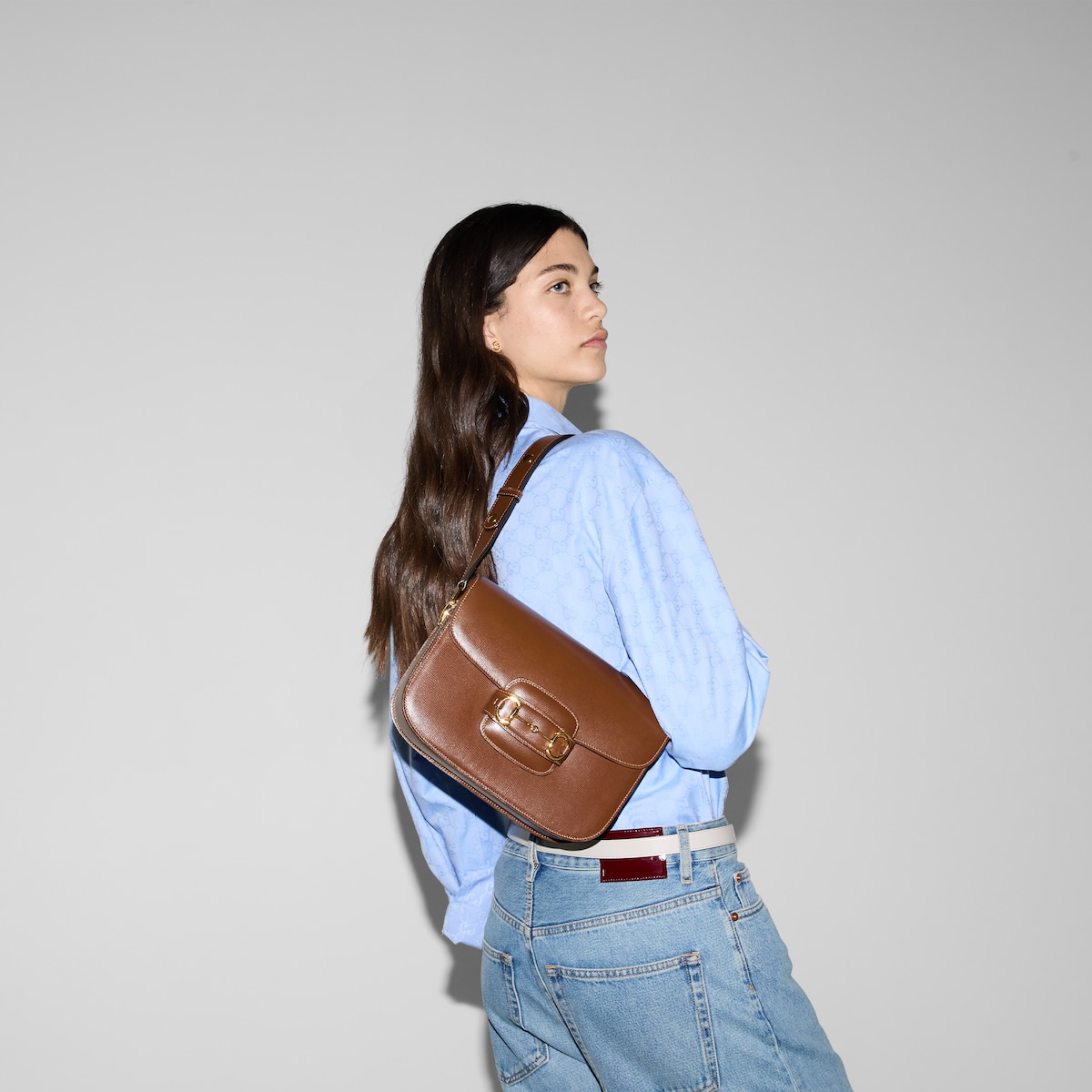 グッチ ホースビット 1955〕ミディアム ショルダーバッグ ・ブラウン