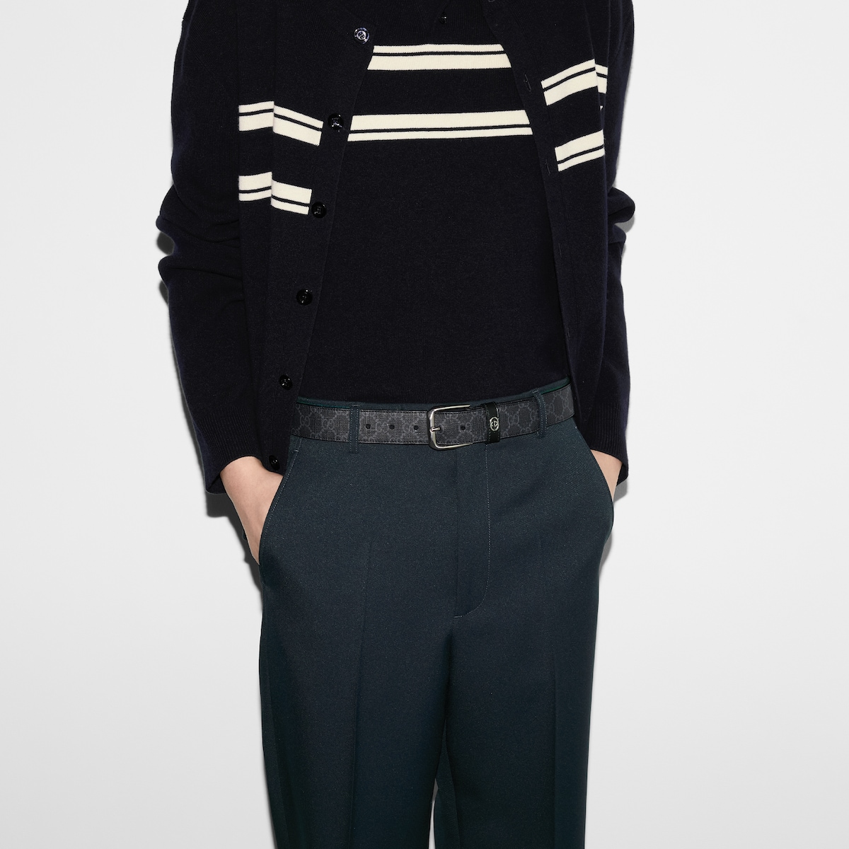 インターロッキングG ディテール付き ベルト ・ブラック GGスプリーム