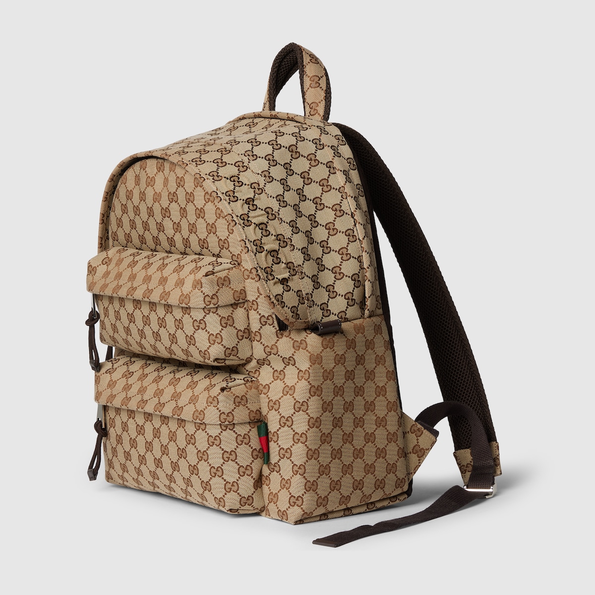 GG canvas medium backpack in beige and dark brown GG canvas