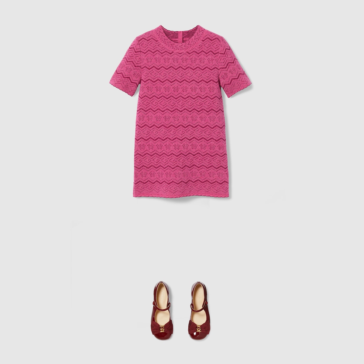 GUCCI Kids Floral G Wool Dress Size 4 Pink
