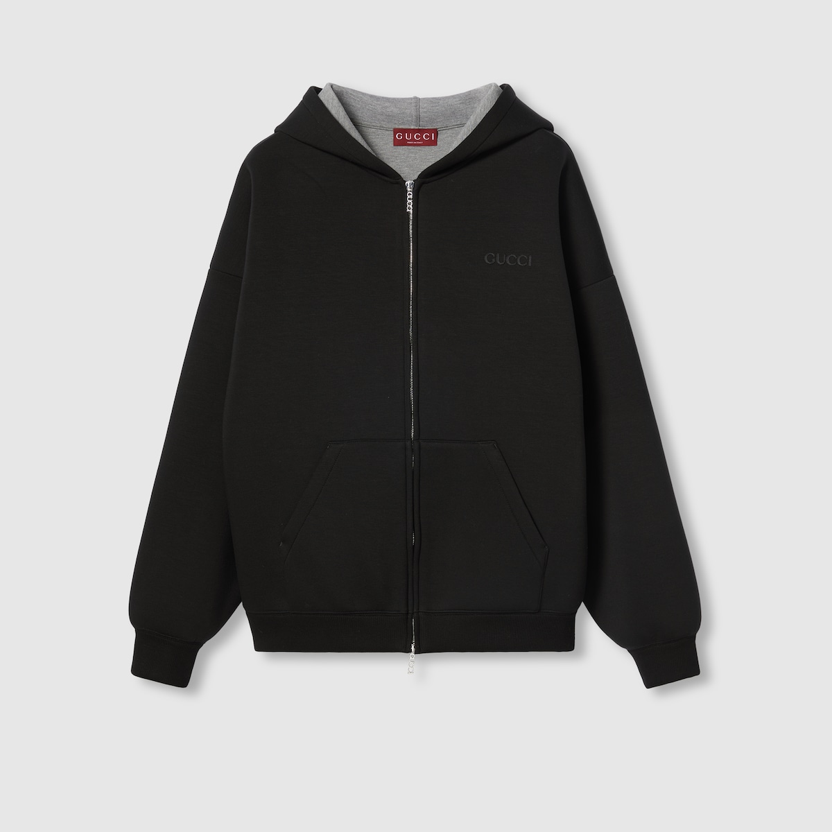 Viscose jersey hooded sweatshirt in black and grey GUCCI AE