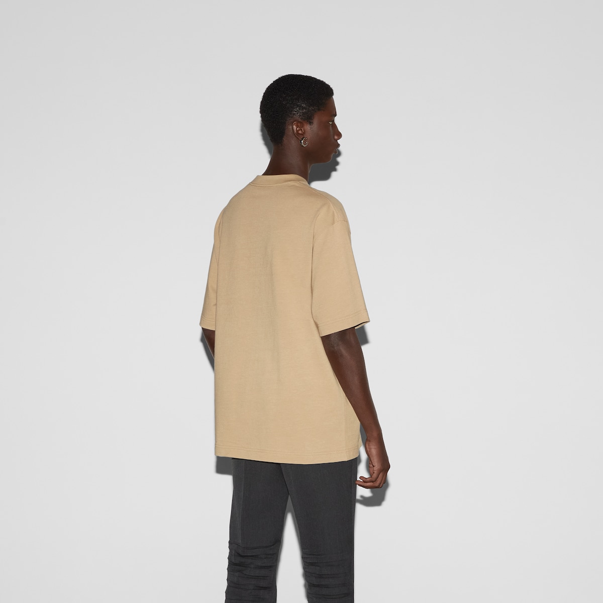 Cotton jersey printed T-shirt in beige | GUCCI® US