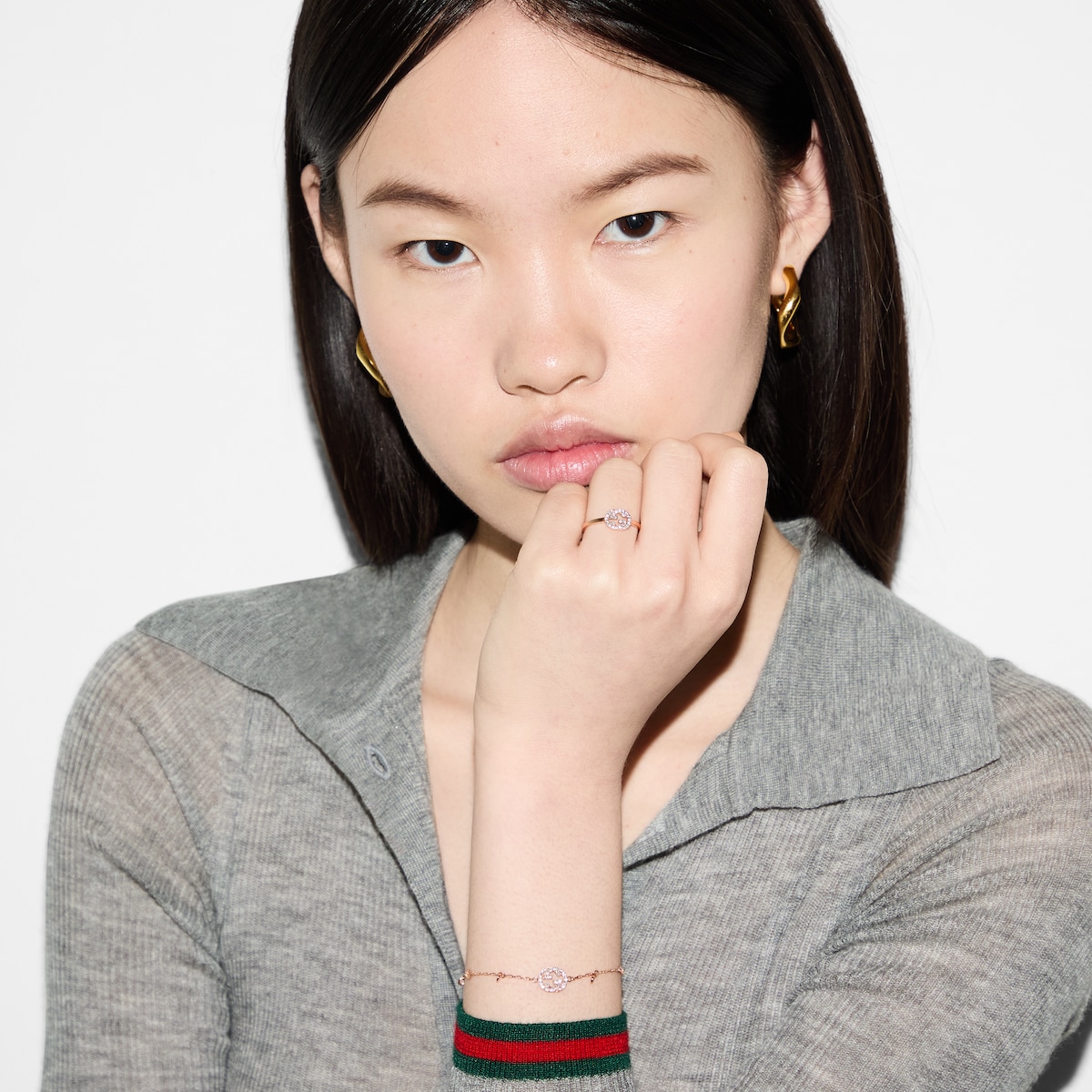 GUCCI リング 18k Gucci Link to Love 18k studded ring in 18k yellow gold