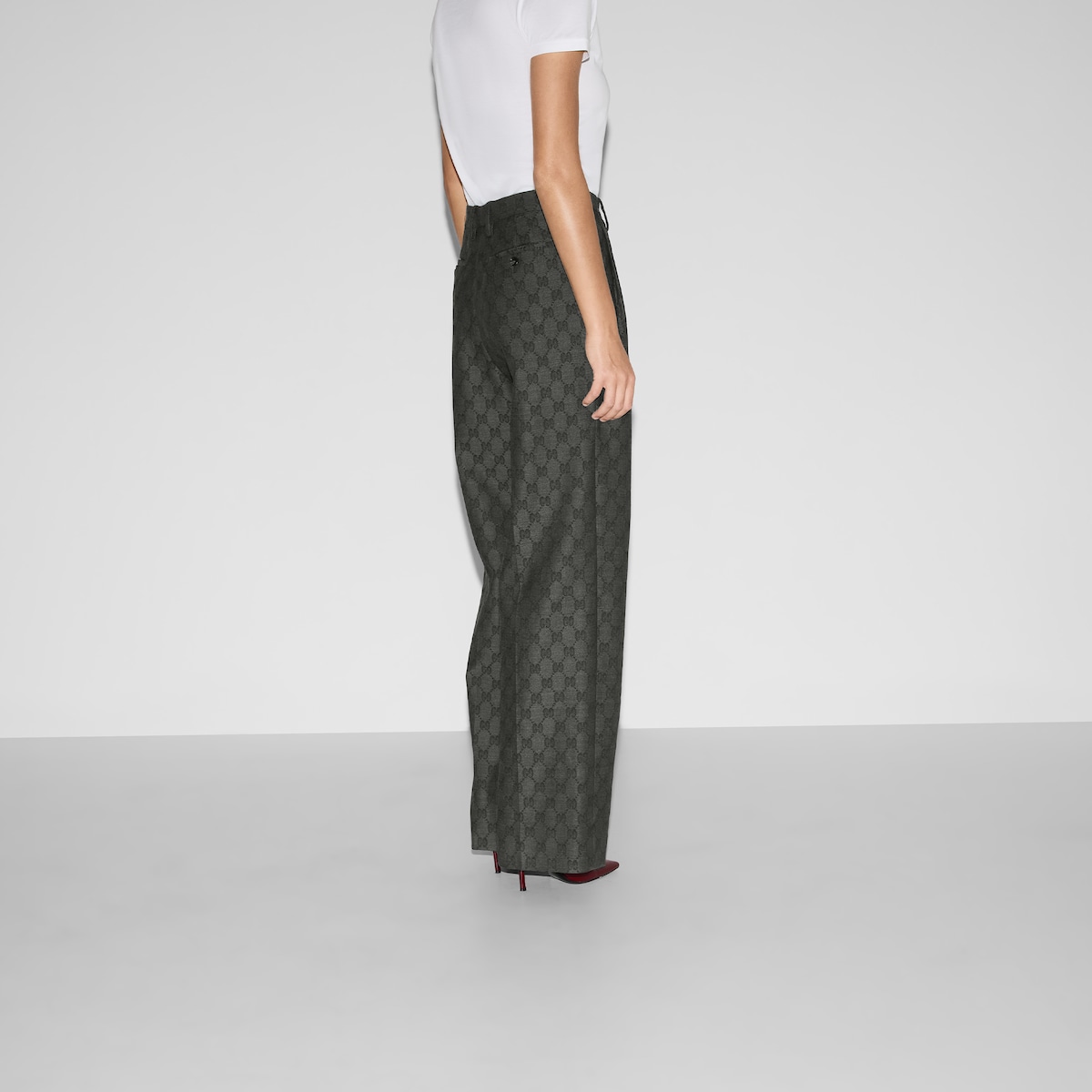 GG wool pant in grey and black | GUCCI® MX