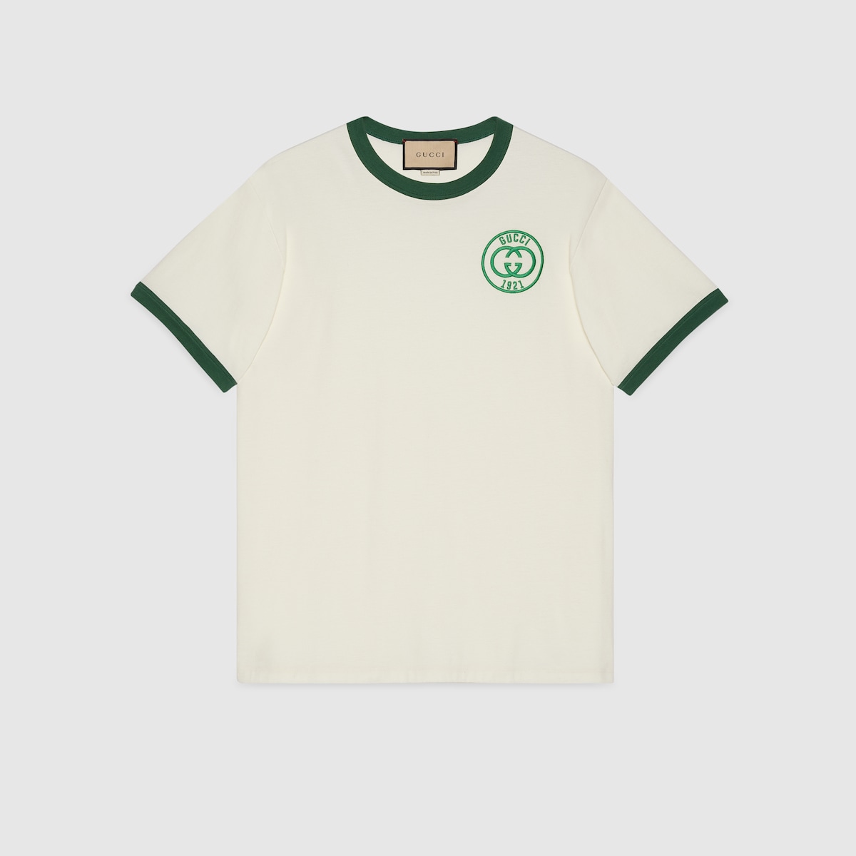 GUCCI エンブロイダリー コットンジャージー Tシャツオフホワイト 