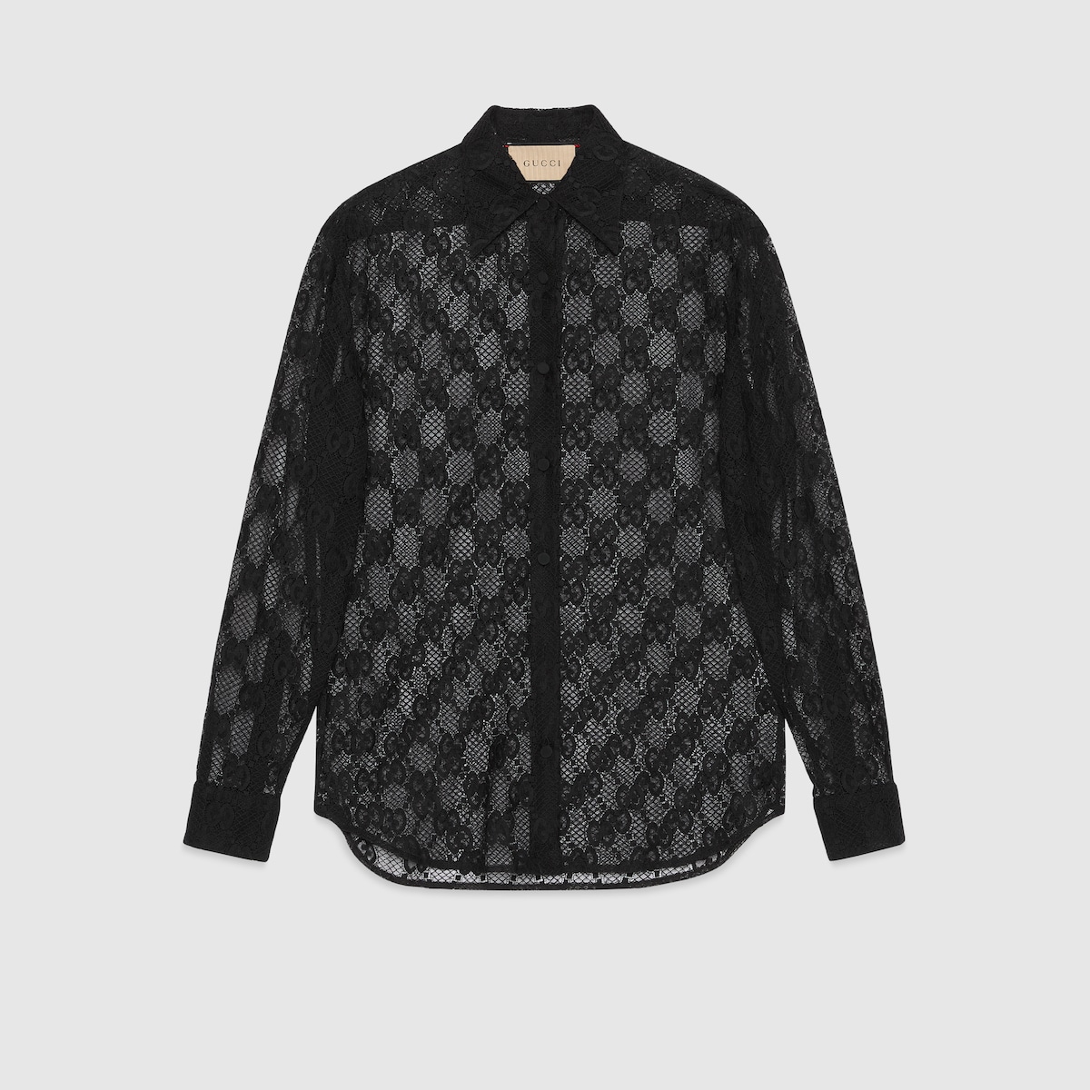 Gucci lace collared shirt in black GUCCI US